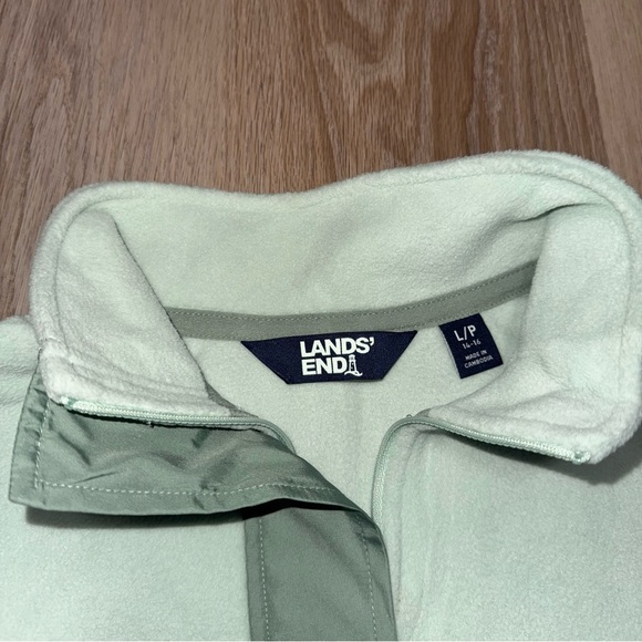Lands’ End Green Fleece Long Sleeve Pullover - Size Large (14/16) - Picture 2 of 5